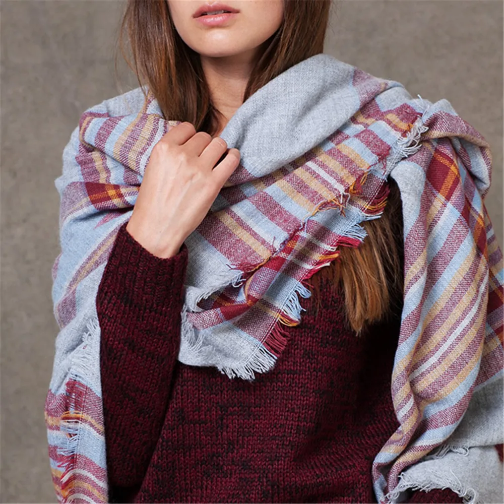 Za New Brand in the Winter of 2015 font b Tartan b font Scarf Desigual Plaid