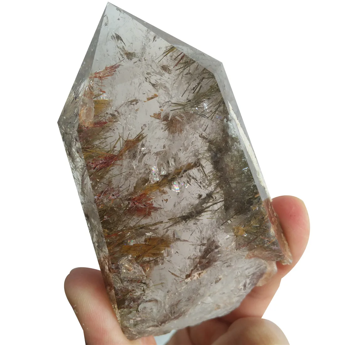 Рутилированные кристаллические точечные камни кристаллы призрака Wicca Cristal Islande