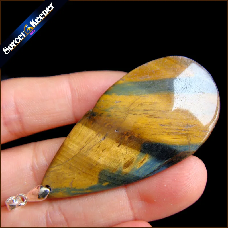 

Women & Men Fashion Jewelry Pendant Necklaces With Chain Wholesale Natural Blue Tiger's Eye Quartz Stone Colares Femininos RS513