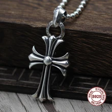 S925 Sterling Silver Men s Pendant Crusader Flower Pendant Jewelry Tag Personality classics Trendy fashion Send