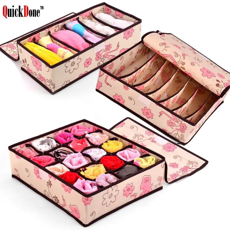 

3Pcs/Set Bra Clothing Storage Bag Home Bedroom WardrobeFoldable Non-woven Underwear Box Socks Drawer Closet Organizer FY0057