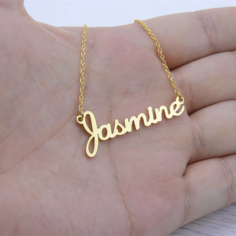 

Any Fonts Customized Name Necklace Pendant Stainless Steel Chain Heart Wings Women Rose Gold Color Fashion Jewelry Bff Gift