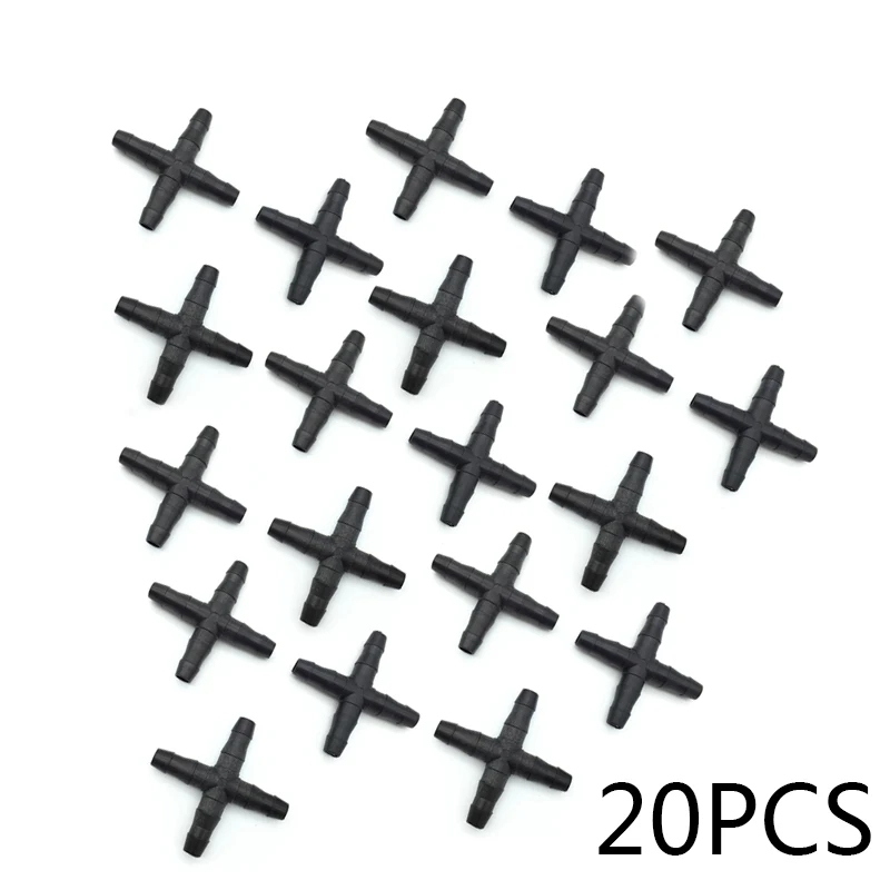 

20pcs/set Practical 4-Way Irrigation Connector Practical Water Pipe Diverter Straight Cross Drip System Accessories