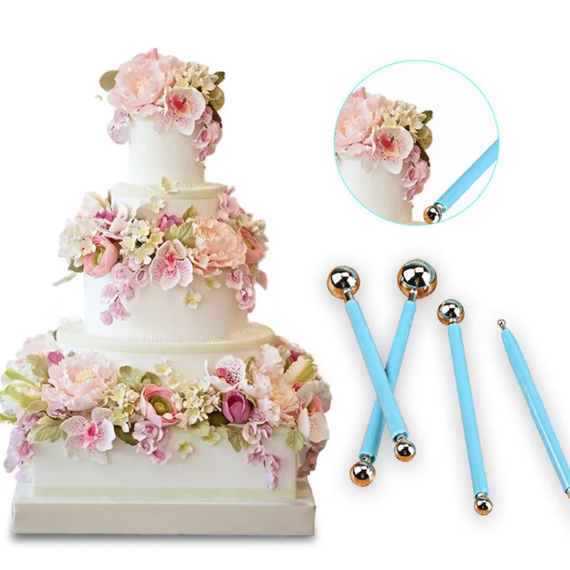 

4Pcs/Set Stainless Steel Fondant Carved Group Cake Decorating Sugar Flower Shaping Baking DIY Tools For Cakes Biscuit