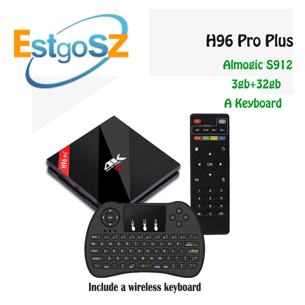 

New Arrival H96 Pro Amlogic S912 Octa Core ARM Cortex-A53CPU Android 7.1 TV box BT4.1 4K Google TV box with Wireless Keyboar