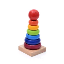 OUY деревянные радужные кольца башня строительные блоки детские развивающие игрушки