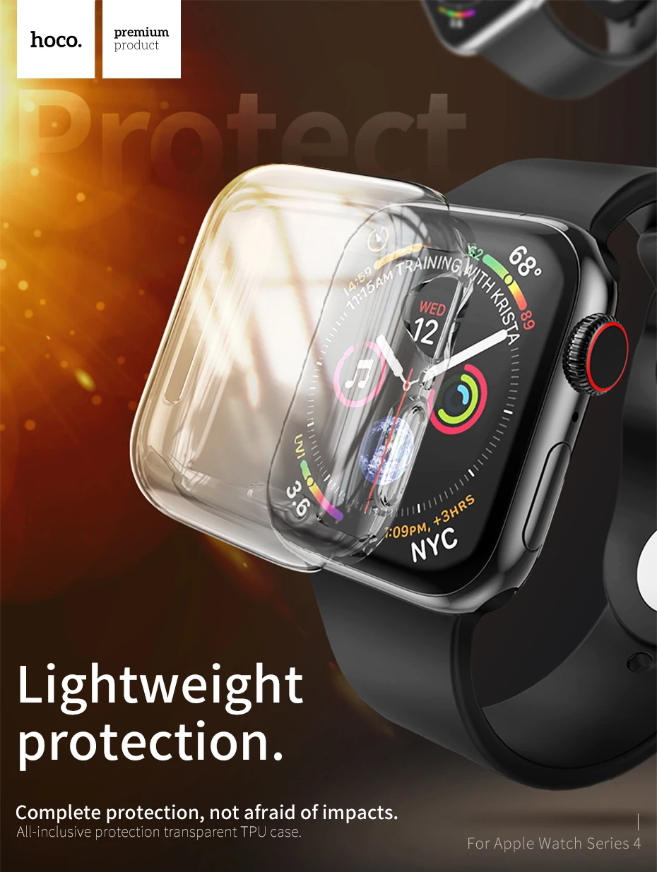 HOCO Ультратонкий ТПУ Защитная пленка для Apple Watch 5 Полная прозрачная мягкая оболочка для IWatch Series 4, корпус 40 мм 44 мм