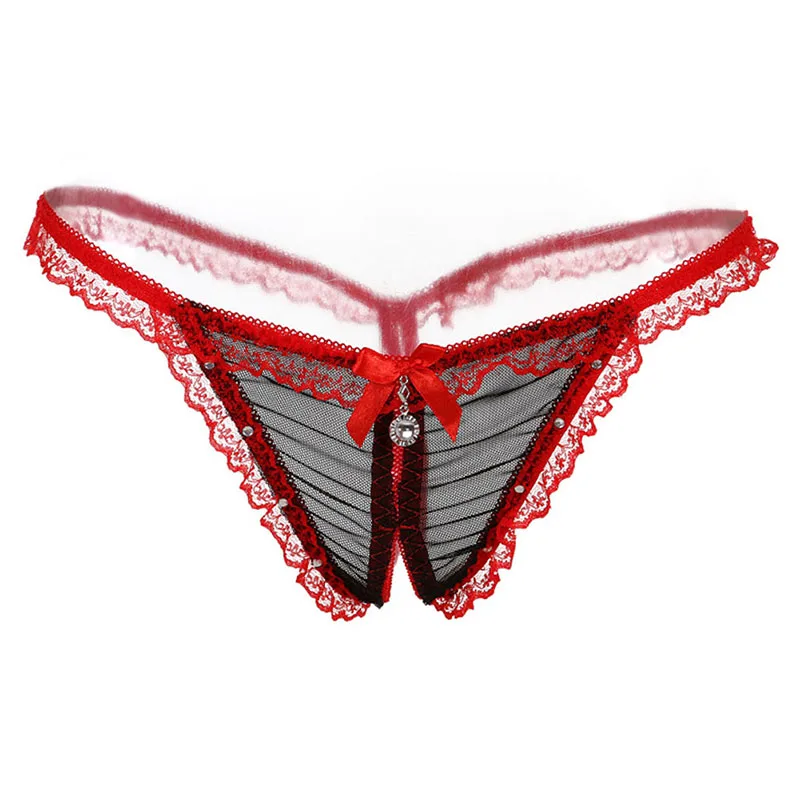 

Sexy Lingerie for Women Erotic Lace Translucent Temptation Thongs Plus Size Chastity Belt Open Crotch Beading Sexy Panties