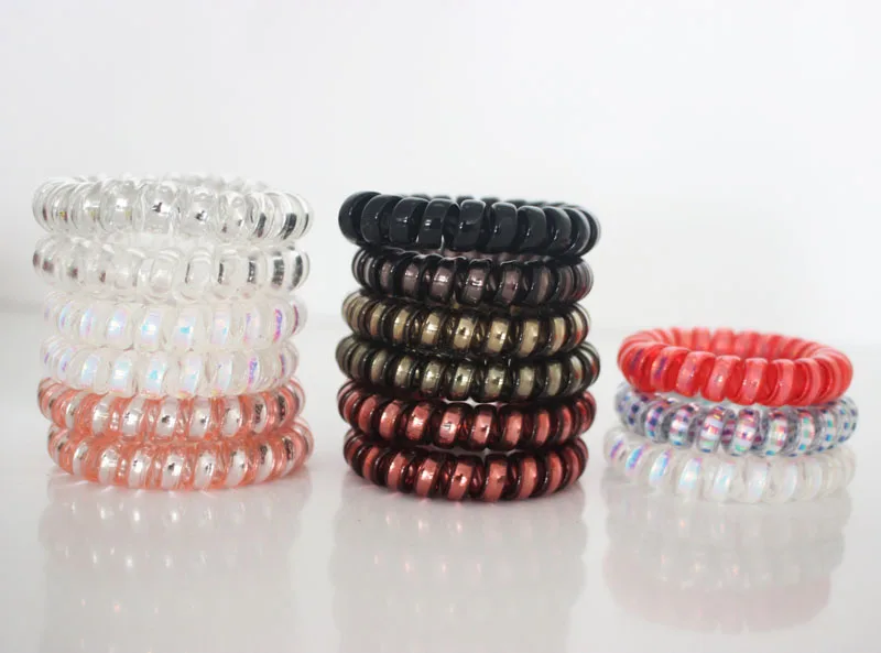6 Pcs/ set curly ponytail holders twist phone wire shape