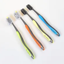 Горячая Мода 4 шт. Двухместный Ultra Soft Зубная щётка бамбуковый уголь Нано Кисточки Уход за полостью рта Семейный комплект Зубная щётка черные головы