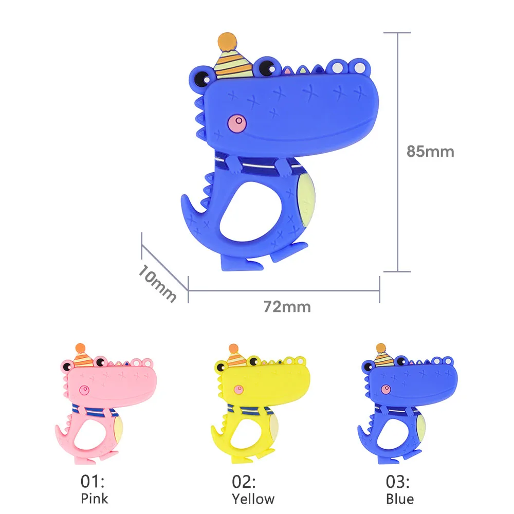 TYRY. HU 10 шт., силиконовый Прорезыватель для зубов, мультяшный коала, лиса, слон, динозавр, пищевая прорезыватель, прорезыватель, игрушка, сделай сам, подарки для детей, цепочка для соски - Цвет: YYY961-MIX-Crocodile
