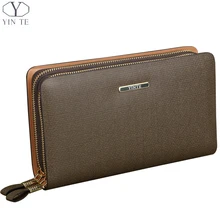 YINTE 2016 Men’s Clutch Wallets Leather Handbag High Quality Zipper Wallet Men Business Passport Purse Card Bag Portfolio T019-1