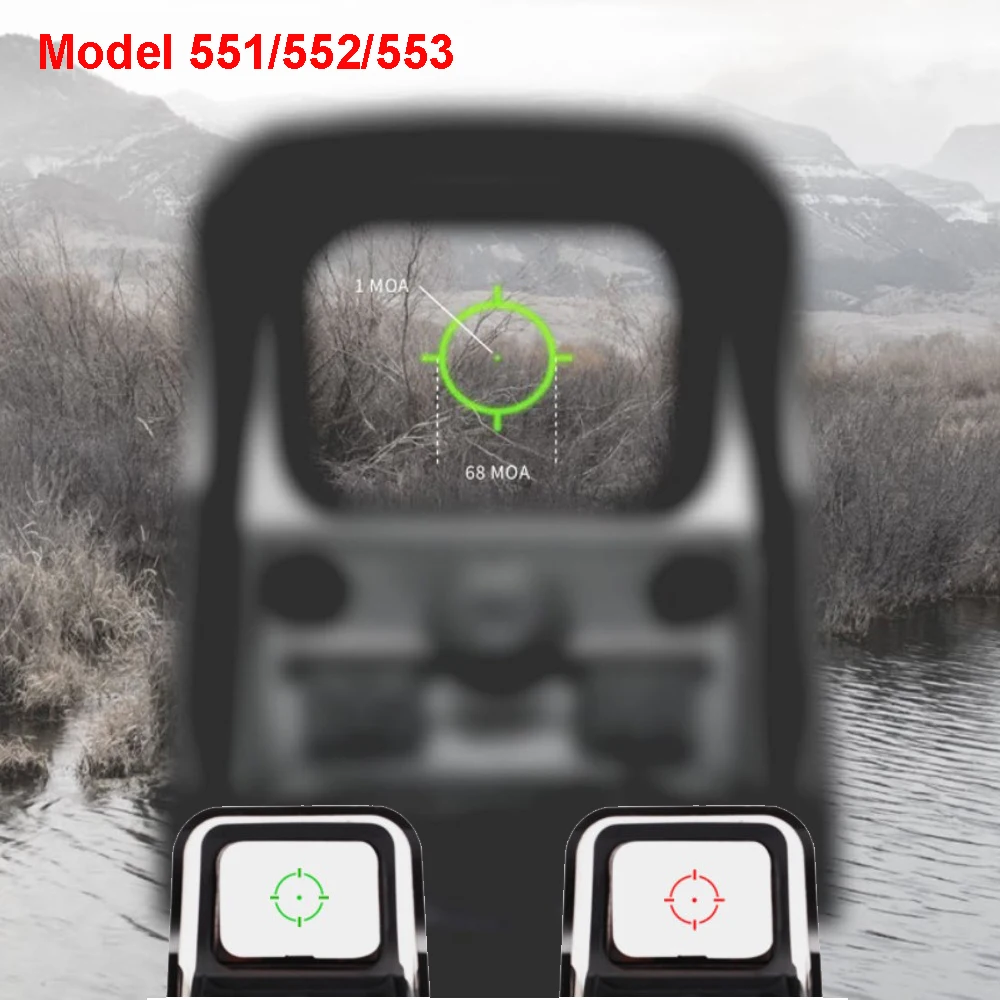 Comprar Nuevo aluminio táctico retícula verde y roja Riflescope 1x holográfico rojo Punto Verde vista Brigthness ajustable de 551 a 552 negro 553