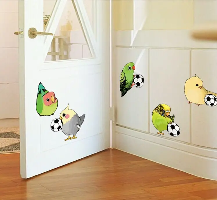Наклейка на стену с изображением футбольного попугая, съемные Декорации для дома, художественная наклейка «сделай сам» для детской комнаты, обои для детской комнаты MJ7015