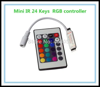 

10pcs/lot Mini 24key LED Controller RGB Color With Remote Control Mini Dimmer for 5050 / 3528 Led Strip Lights 12V