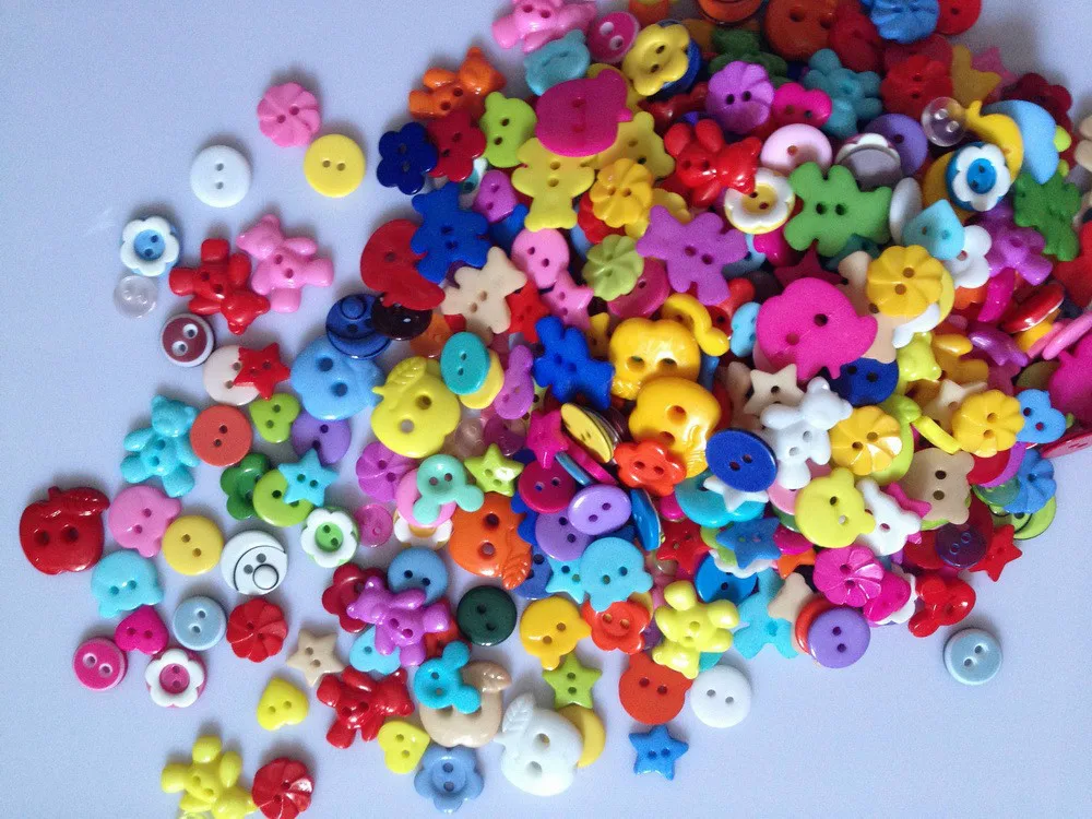 Free Shipping 200psc/lot candy colored plastic resin combination Button