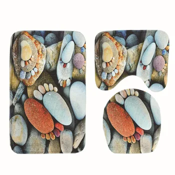 

Living Room Door Floor Mat Toilet Non-slip 3pcs Footprint Bath Mat Set Water Absorption Bathroom Carpet Rug Bathroom Mat Home