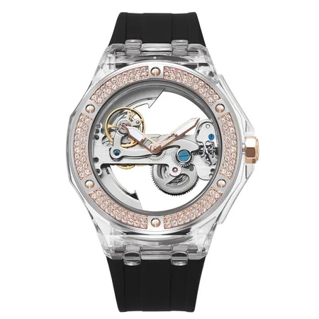 MATISSE пара кристалл циферблат кожаный ремешок автоматические механические часы наручные часы - Цвет: P1