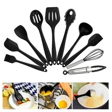 10PCS/SET Environmental Safe Silicone Cooking Tools Practical Home Kitchen Dinnerware Tableware Cooking Gadgets Tools Dropships