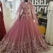 Винтажное платье Vestido De Noiva мусульманское свадебное платье бальное платье с длинным рукавом кружево Турция Дубай арабское свадебное платье свадебные платья
