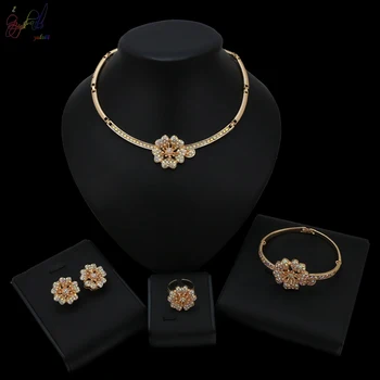 

Yulaili Rainbow Crystal New Arrival Top Quality Design with Wholesale Price Jewelry Set For Nigerian African Women