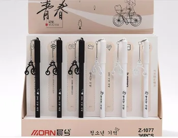 

new cute youth gel pen cartoon stationery prize kawaii student pen office write sign pen black neutral pen 36pc/lot