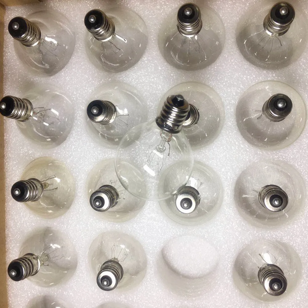 Tanie 10X Clear Globe G40 zapasowe żarówki, ciepłe żarówki E12 baza wymiana szkło żarówki dla G40 ciąg światła