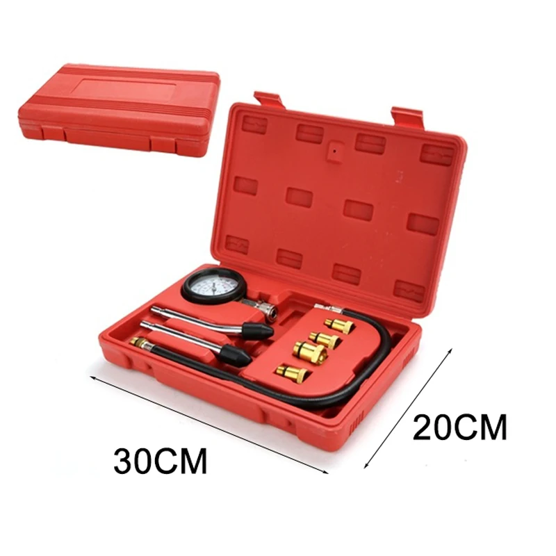 

1 set Compression Tester Pressure Gauge Tester Kit Motor Auto Petrol Gas Engine Cylinder Motorcycle Pressure Gauge with Adapter