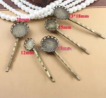 

lace pad:12mm/15mm/18mm/20mm/13*18mm---antique bronze plated lace tray bobby pin hair clip---100pcs