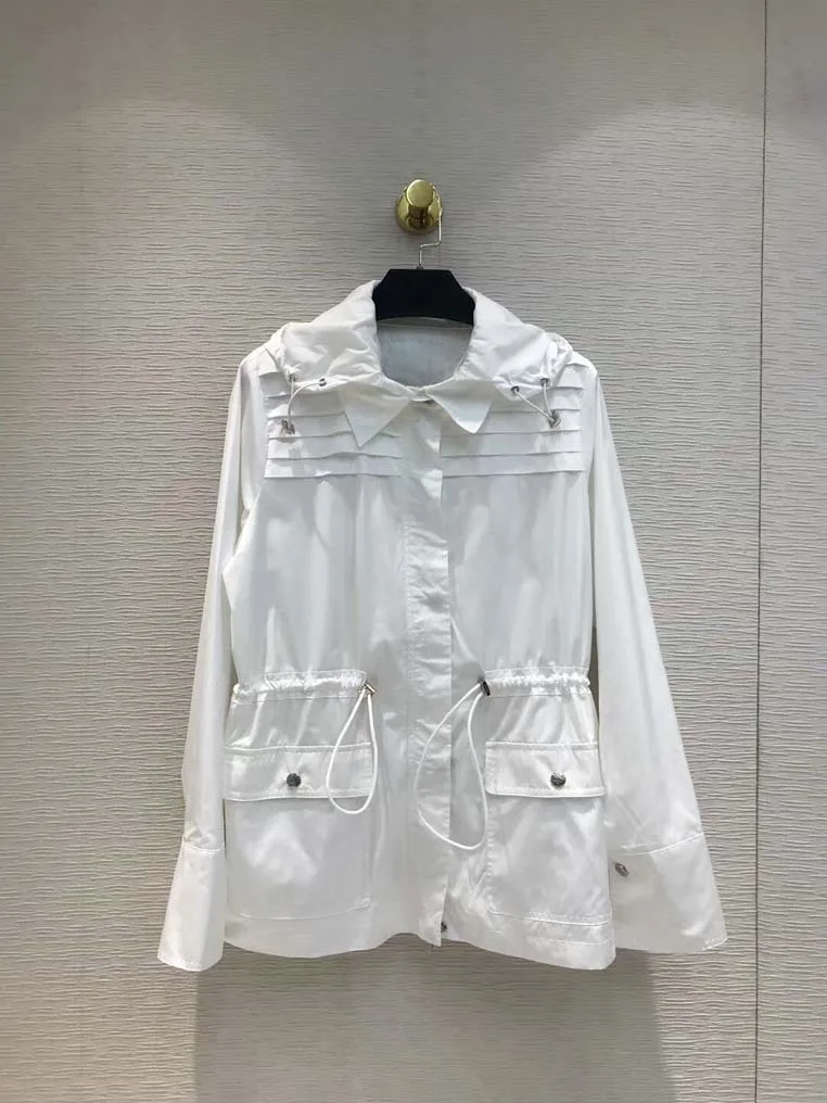 

New 2019 autumn women's hooded trench coat Chic elegant caot A561