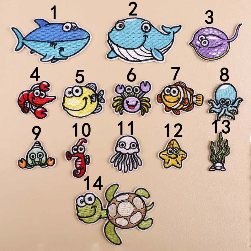 Animal-patches-Cartoon-Ocean-Whale-Shark-Marine-Organism-Turtle-badges-for-Children-s-clothes-Patches-For (1)