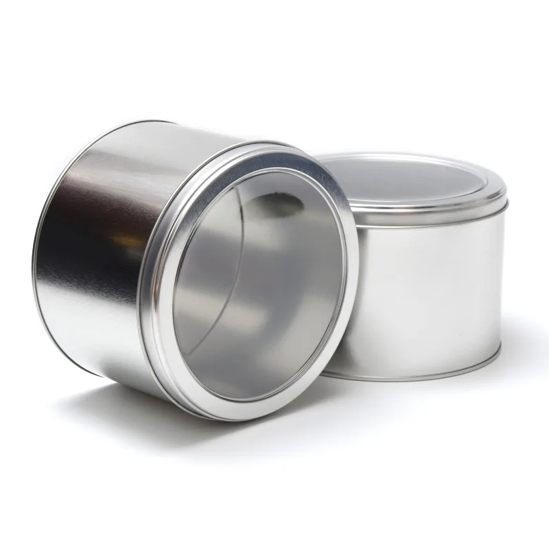 

13cm Clear View Tinplate Iron Storage Spice Case Container Tin Box Round Tins