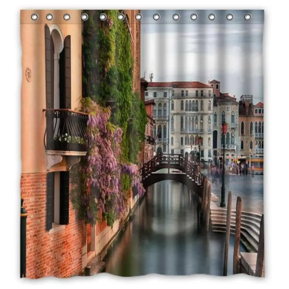 Spring in venice italy print Custom Shower Curtain Pattern Waterproof