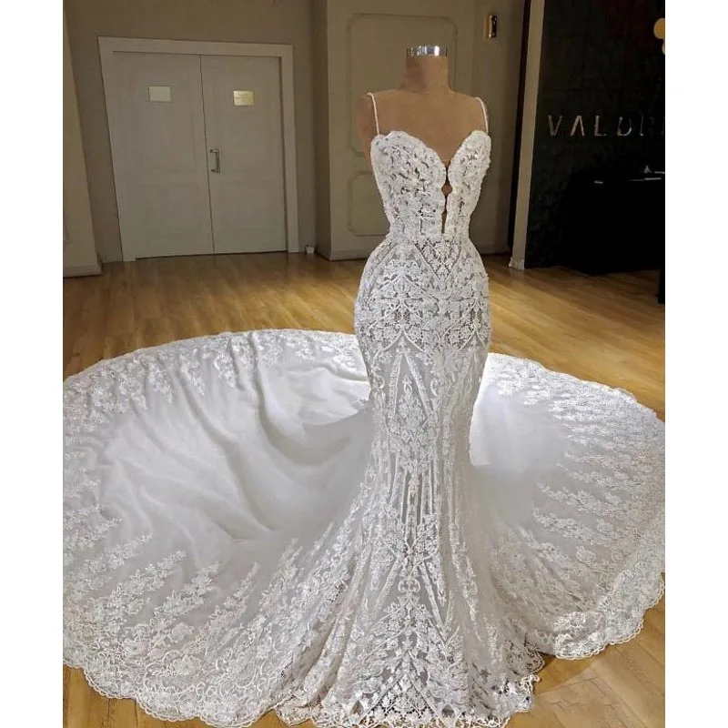 Suknia slubna 2019 Дубай свадебное платье Русалка vestido de noiva сексуальное прозрачное Ливан