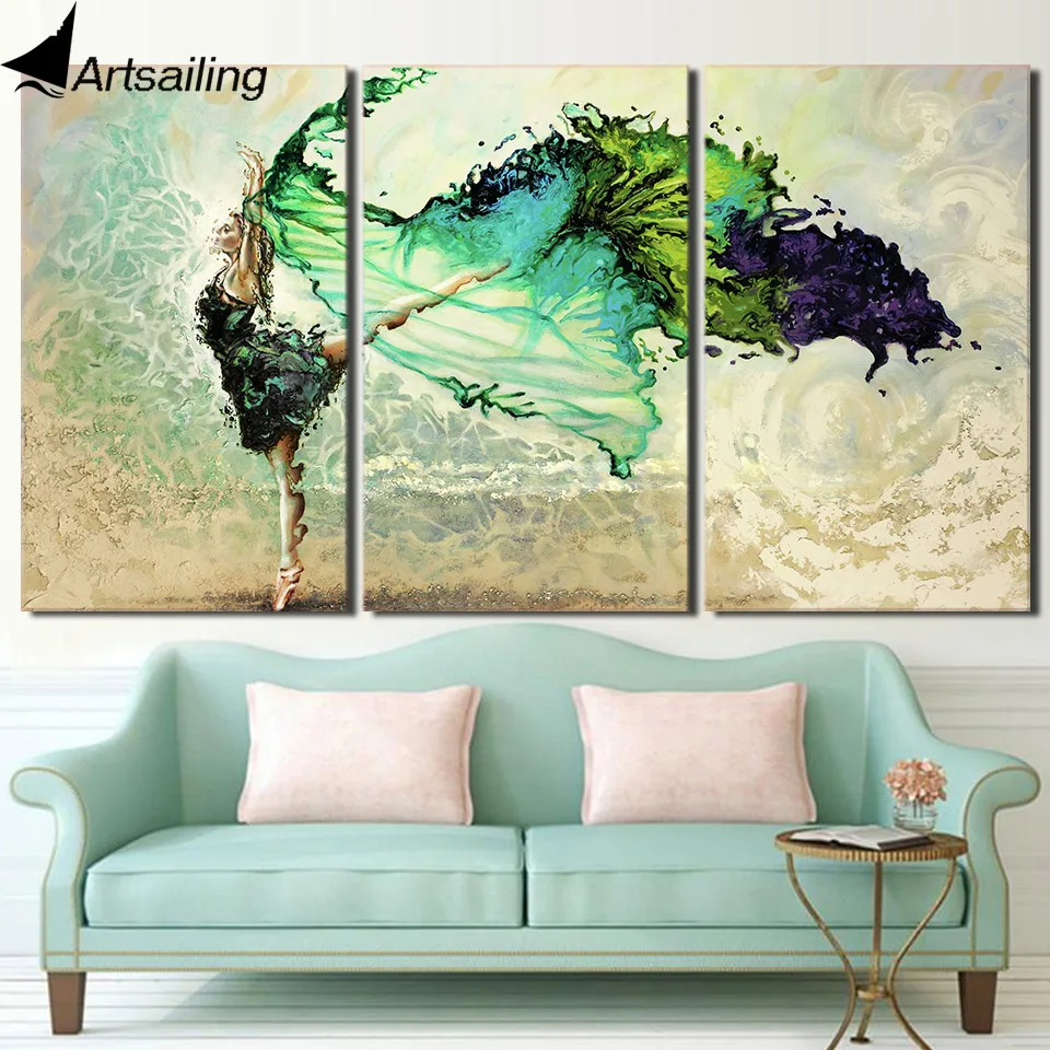 

ArtSailing 3 panel Canvas wall art canvas girl dancing modern home decorative large painting Posters free shipping ny-6658D