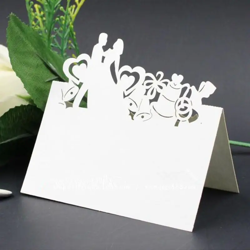 

100pcs/lot Cut-out skeleton Love Couple Wedding Birthday Party Table Name Wine Food Guest Seats Place Cards Favor Decoration
