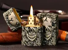 Kerosene, pure copper lighter armor skull personality vintage old fashioned windproof male limited editi on Xinji no oily