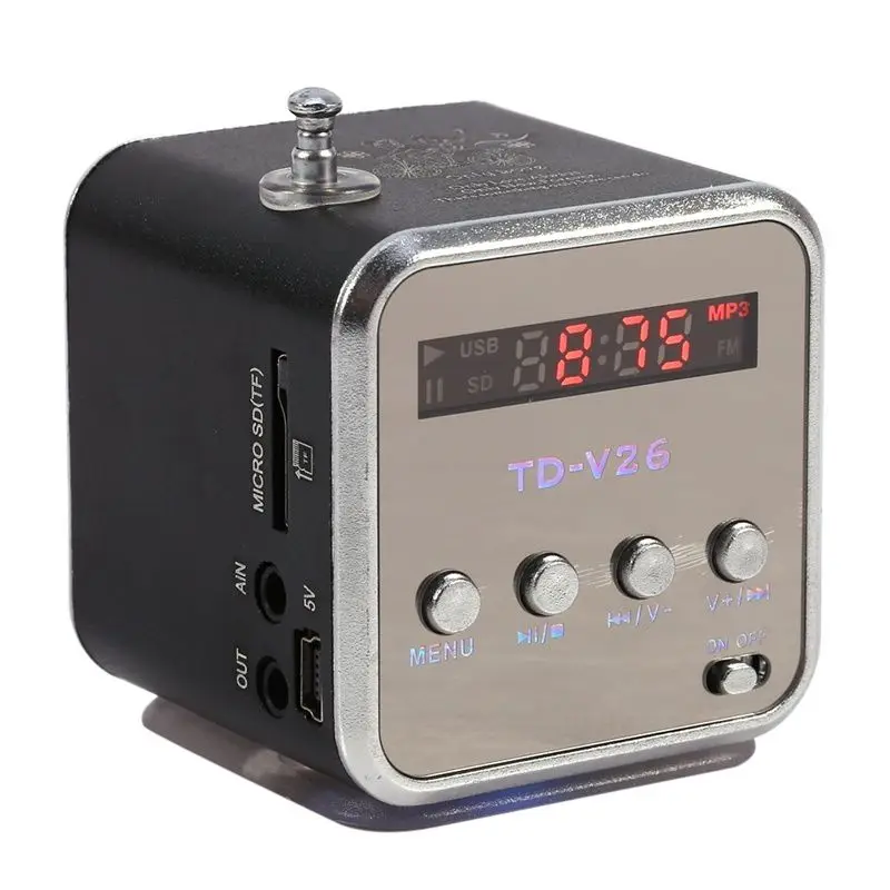 TD-V26 Mini Speaker Portable MP3 Music Player with LCD Support FM Radio Micro TF SD Stereo Loudspeaker for Laptop Mobile Phones TD-V26 Mini Speaker Portable MP3 Music Player with LCD Support FM Radio Micro TF SD Stereo Loudspeaker for Laptop Mobile Phones