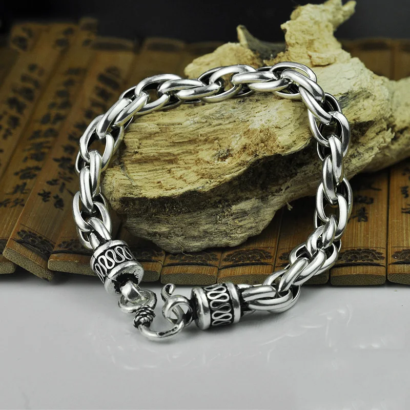 

Real Pure 925 Sterling Silver Couple Bracelet Comfortable Fit Vintage Punk Fashion Lover's Bracelets For Men And Women