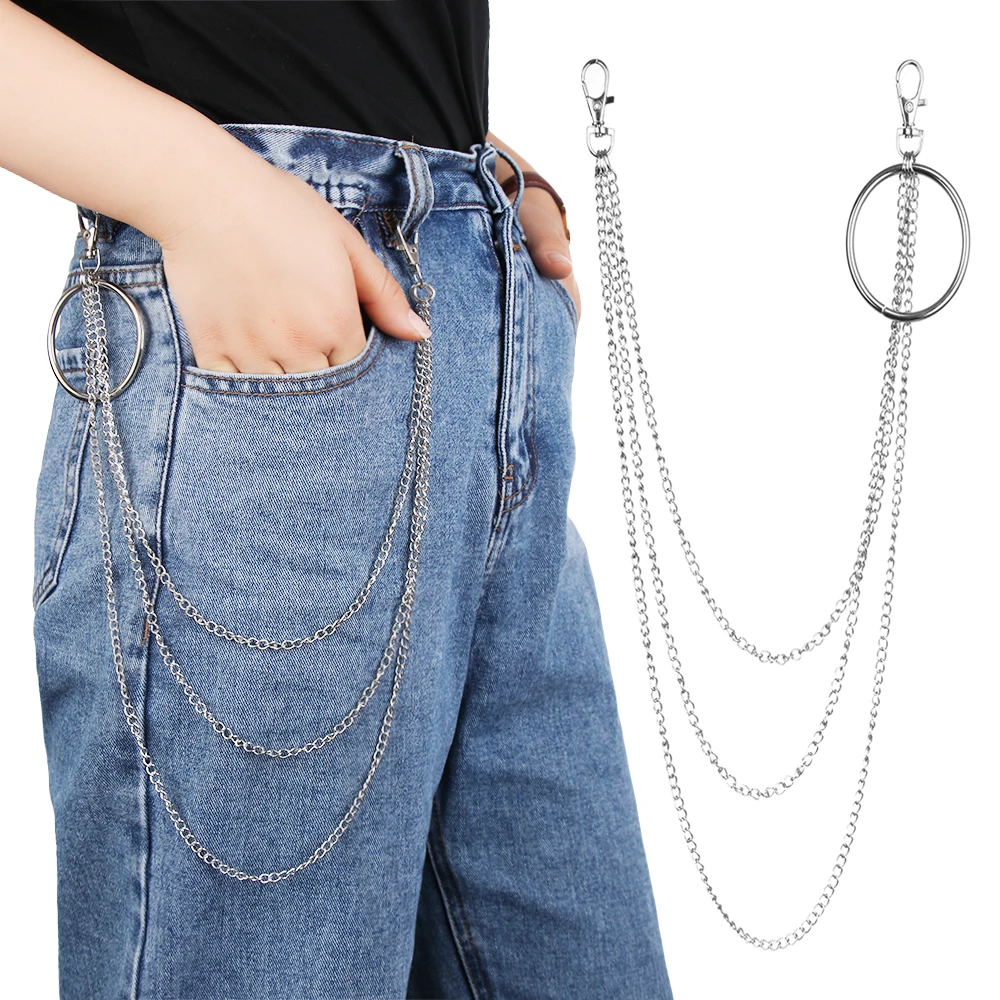 

Fashion Street Big Ring Pendant Key Chain Men Women Rock Punk Trousers Hipster Keychains Pants Jean Keychain Hip Hop Jewelry
