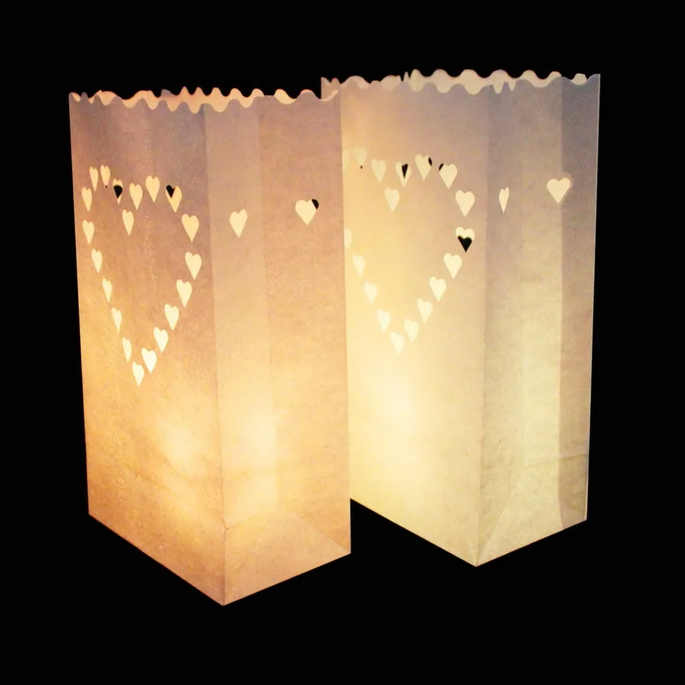 OurWarm 10 шт. Luminaria бумага Фонари лампы в форме свечи сумка сердца Чай светильник
