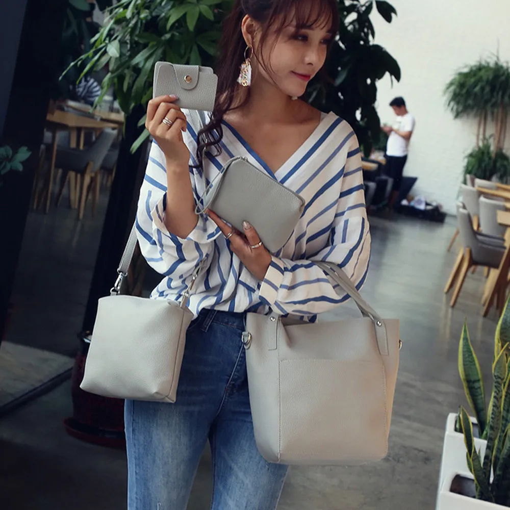 

OCARDIAN Handbag High Quality Women Fashion Four Set Leather Handbag Solid Zip Shoulder Bags Tote Bag Crossbody Bag Dropship a23