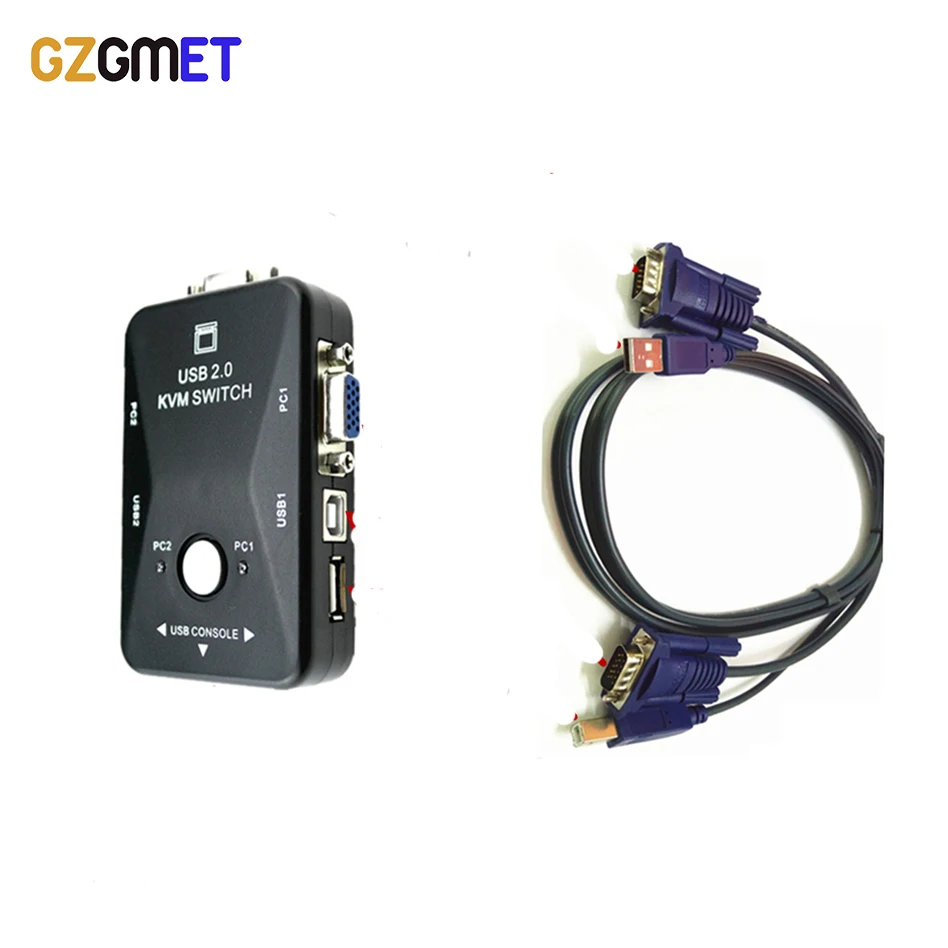 GZGMT 2 Port USB KVM Switcher Box VGA SVGA Splitter Auto Controller