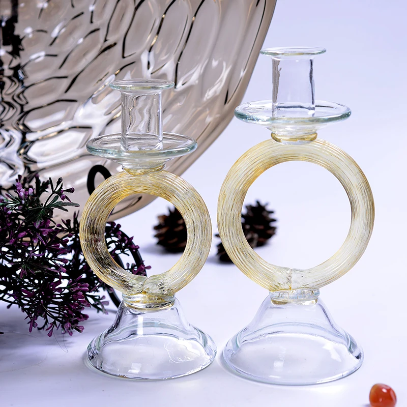 

Handmade glass Creative landscape Candlestick European Crystal candle holder romantic dinner ornaments home decoration