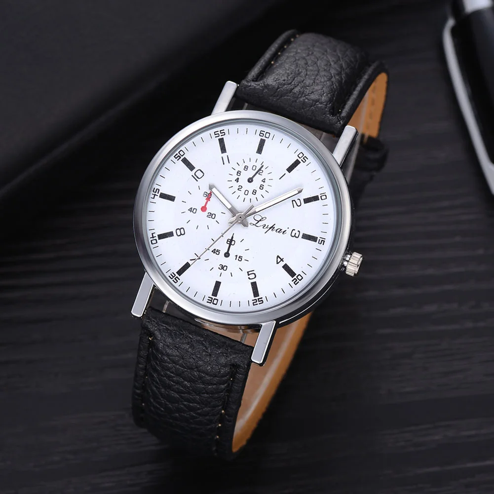 Женские Мужские кварцевые наручные часы Простой стиль дизайн с ремешком из искусственной кожи повседневные часы LL@ 17
