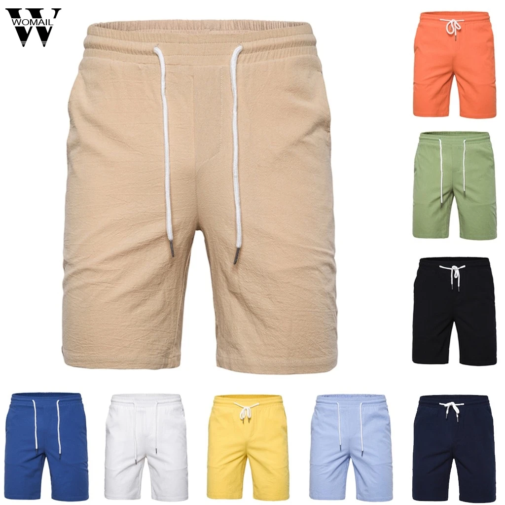 Womail Шорты Для мужчин летний Повседневное хлопковые однотонные пляжные спортивные костюмы для серфинга в модном американском стиле; короткие быстросохнущие свободные подарок A22