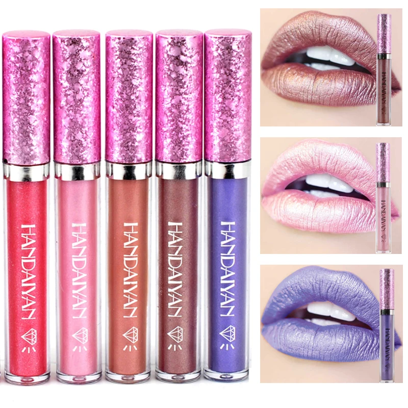New Fashion Metals Lip Tint Brand Cosmetics Waterproof Pigments Sexy Blue Red Gold Metallic Lipgloss Cosmetic | Красота и здоровье