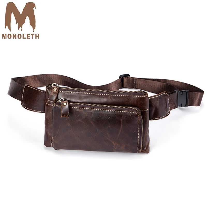 Monoleth из натуральной кожи груди пакет моды Винтаж мешок коровьей талии для мужчин