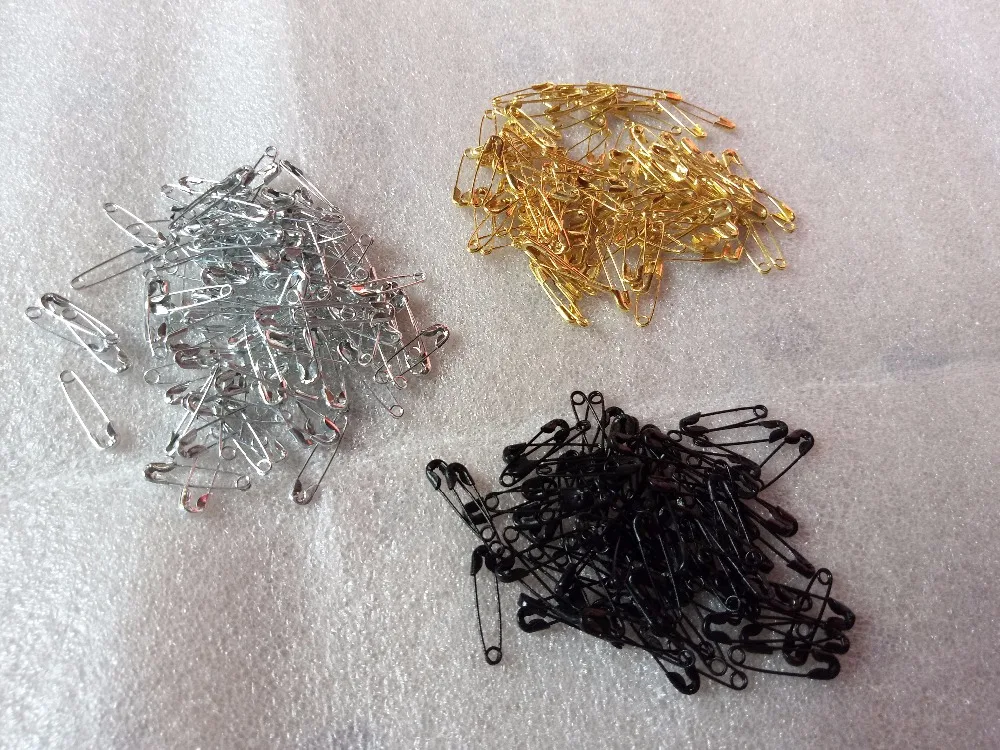 Pinos de segurança para joias/roupas, pinos de segurança pretos/dourados/prateados de 18mm, 200 peças
