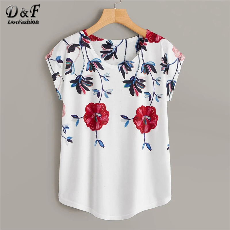 Dotfashion الأزهار طباعة المحملة الصيف قمم للمرأة 2019 عارضة كاب كم الملابس السيدات شابة الكورية أزياء تي شيرت Dotfashion الأزهار طباعة المحملة الصيف قمم للمرأة 2019 عارضة كاب كم الملابس السيدات شابة الكورية أزياء تي شيرت